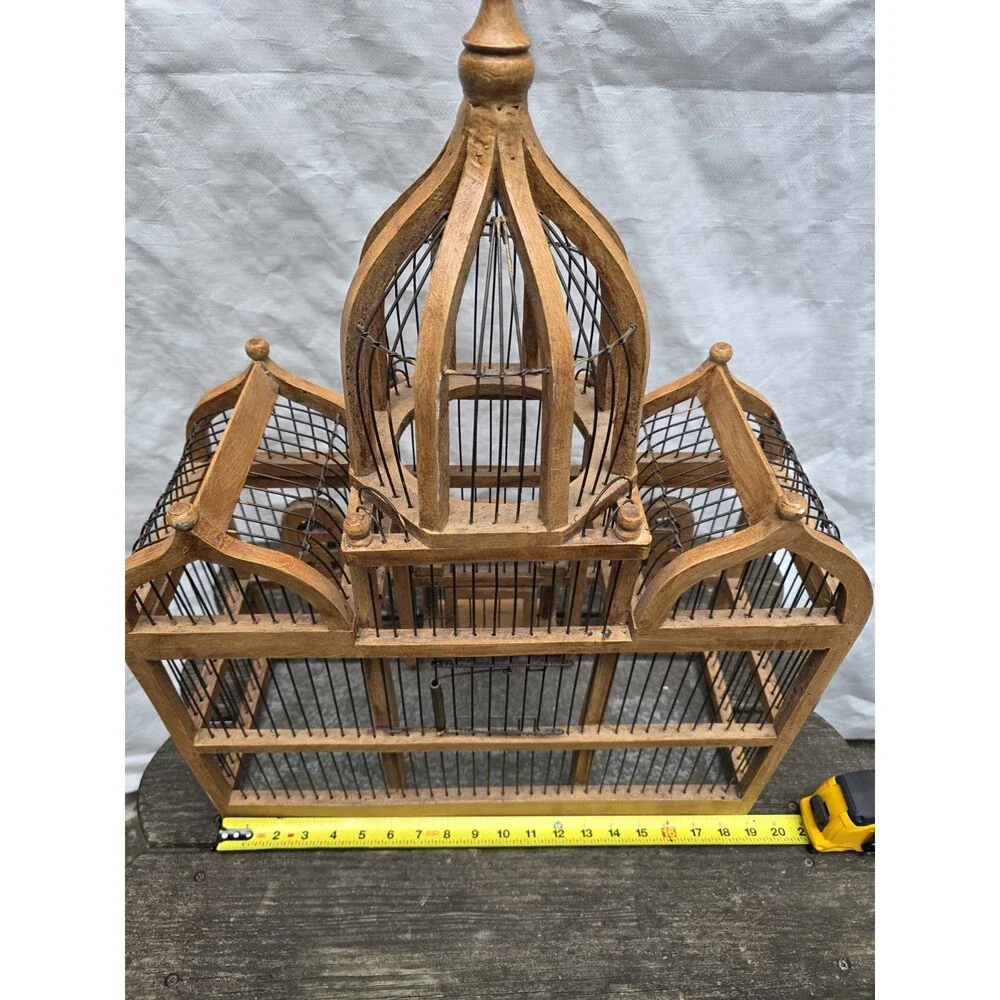 Vintage Victorian Architectural Wood & Wire Birdcage Dome Cathedral Palace